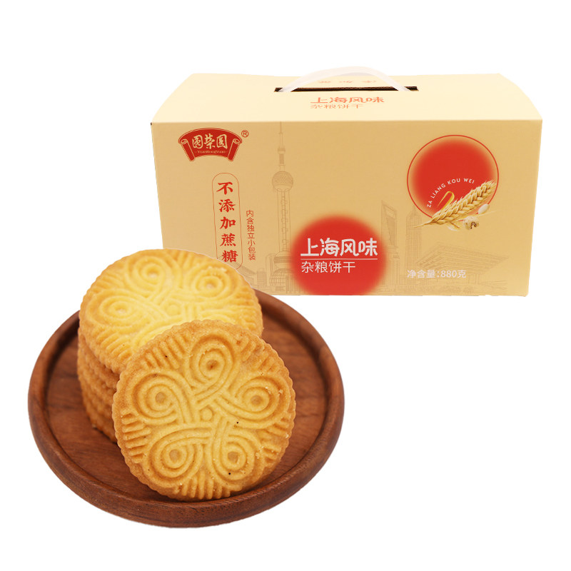圆荣圆 上海风味不添加蔗糖杂粮饼干田趣饼干燕麦饼干 880g