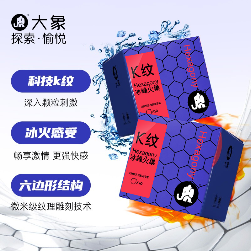 大象避孕套冰火两重天一体情趣变态安全套男用K螺纹正品刺激阴蒂t-图0