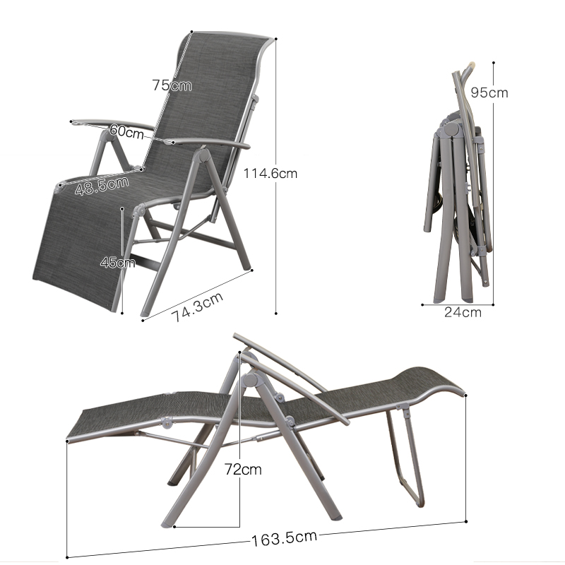 临亚折叠躺椅铝合金午休午睡椅家用办公室坐躺两用休闲靠背椅户外
