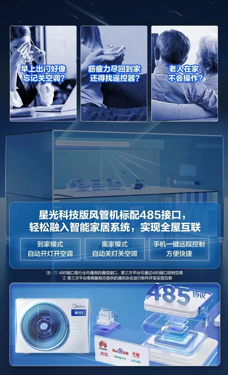 美的风管机+挂机套装大3匹客厅 midea美的华浪风管机