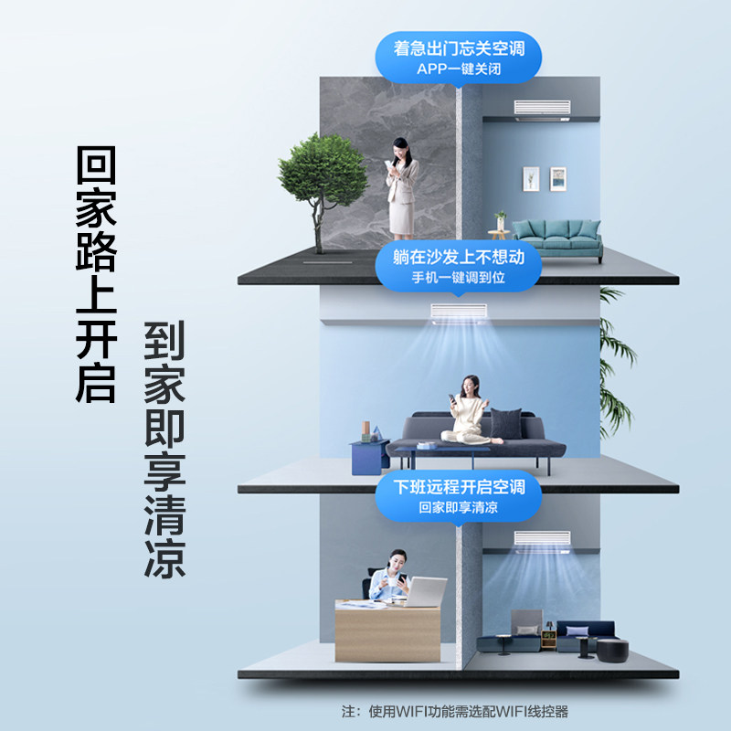 美的一拖三家用中央空调两室一厅 midea美的华浪多联机