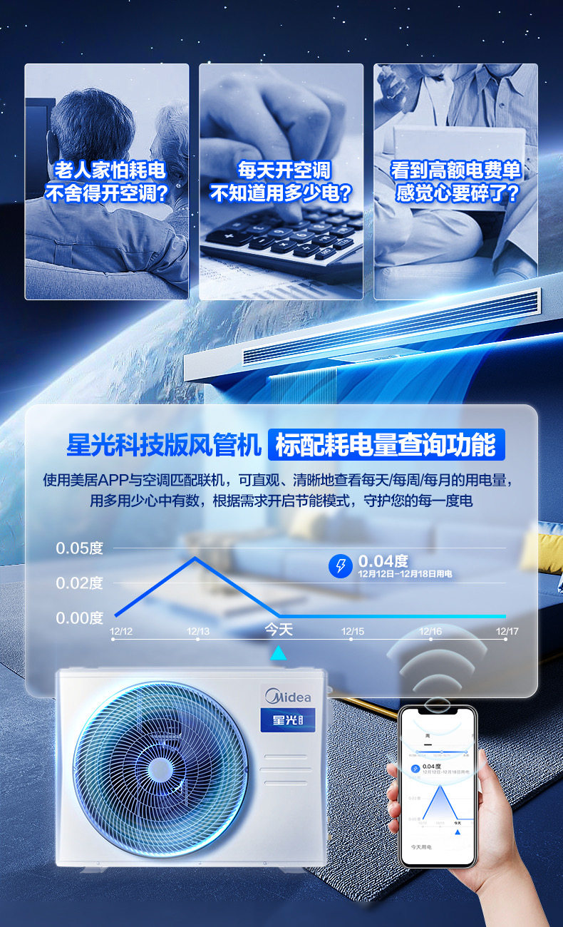 美的大3匹一拖一客厅中央风管机 midea美的华浪风管机