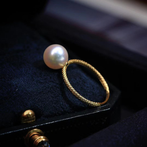 DIY配件 S925纯银时尚简单珍珠戒指空托开口指环银戒托半成品配饰 - 图1