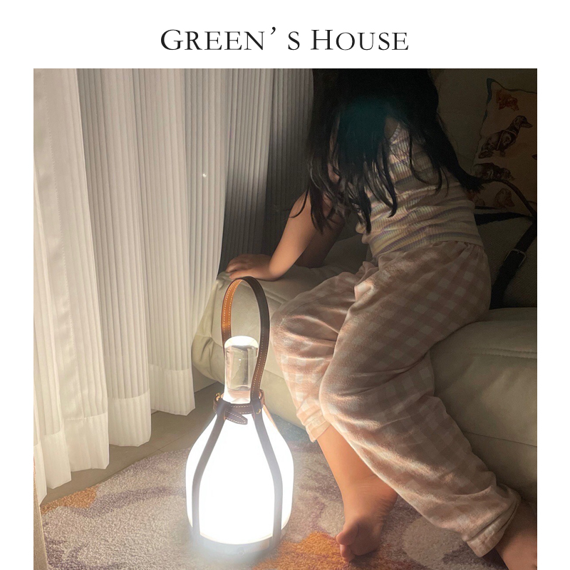 GREEN HOUSE home*灯饰【触控无线触摸】玻璃 皮革台灯可手提充电 - 图2