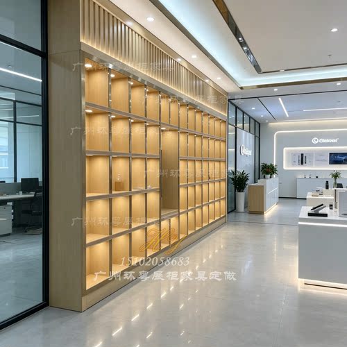 新中式现代简约办公室展示柜书柜客厅储物柜组合柜定制格子收纳柜 - 图3