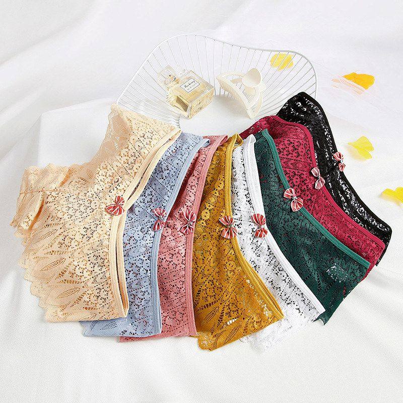 性感中腰女士内裤 热卖高档蕾丝花边蝴蝶结交叉带女三角裤亚马逊,淘宝优惠券,粉丝福利购,淘宝优惠卷