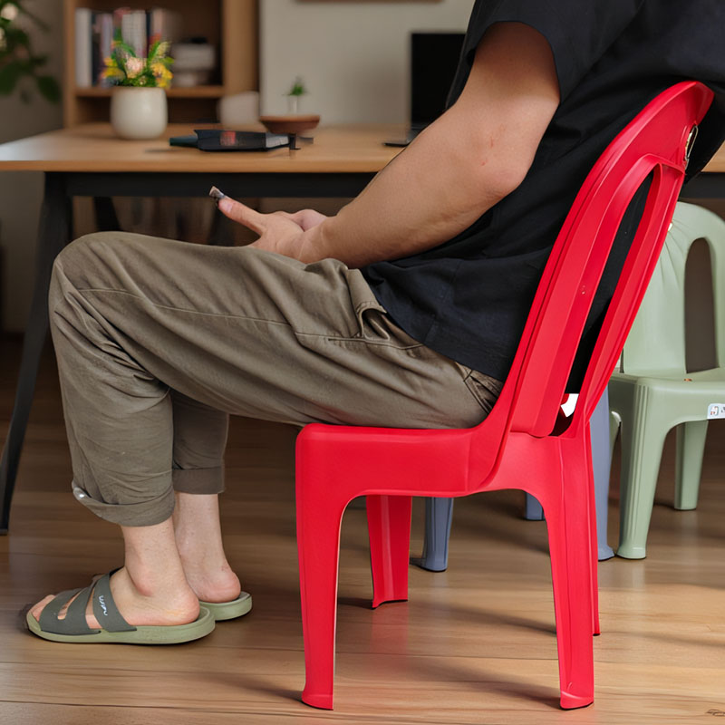 塑料靠背椅凳子家用客厅防滑加厚成人大排档餐桌椅子熟胶结实板凳 - 图1