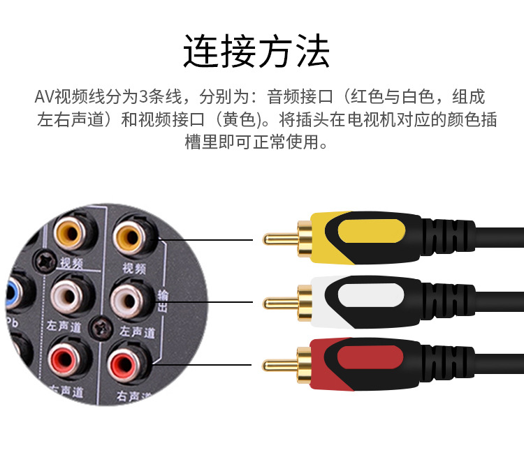 三对三莲花音视频线 DVD功放音频数据线RCA机顶盒电视连接线AV线-图0