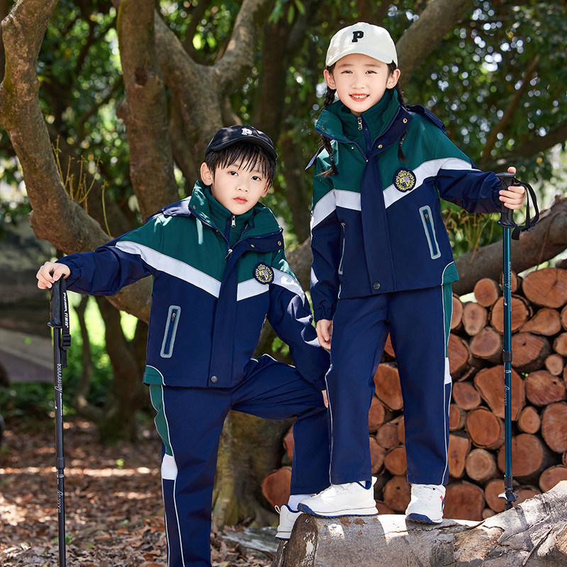 学院风校服绿色冲锋衣套装小学生秋冬新款加绒男女童班服幼儿园服,淘宝优惠券,粉丝福利购,淘宝优惠卷