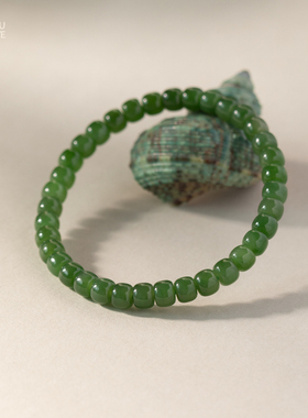 由子野天然碧玉手串女款青玉手链真正的和田玉女士苹果绿保真手饰