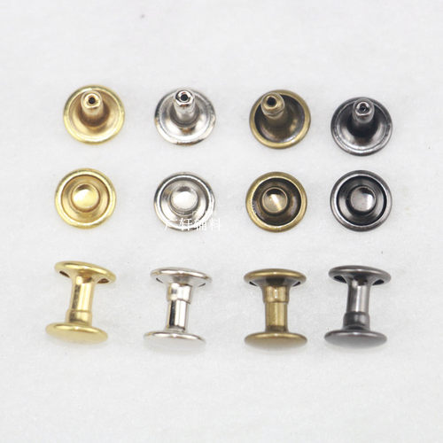铆钉厚款8*8mm 8*12M双面铆钉皮革帽撞钉柳钉无褶皱 4色古铜银白 - 图0