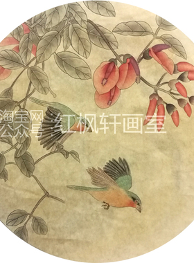 初学者工笔画白描底稿芙蓉花鸟艺术画手绘稿可直接上色带教程包邮