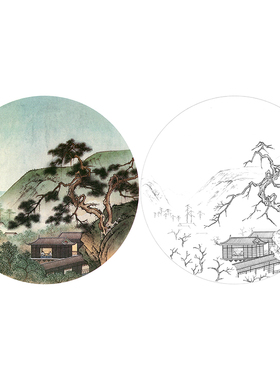 有步骤花鸟国画白描底稿小品牡丹