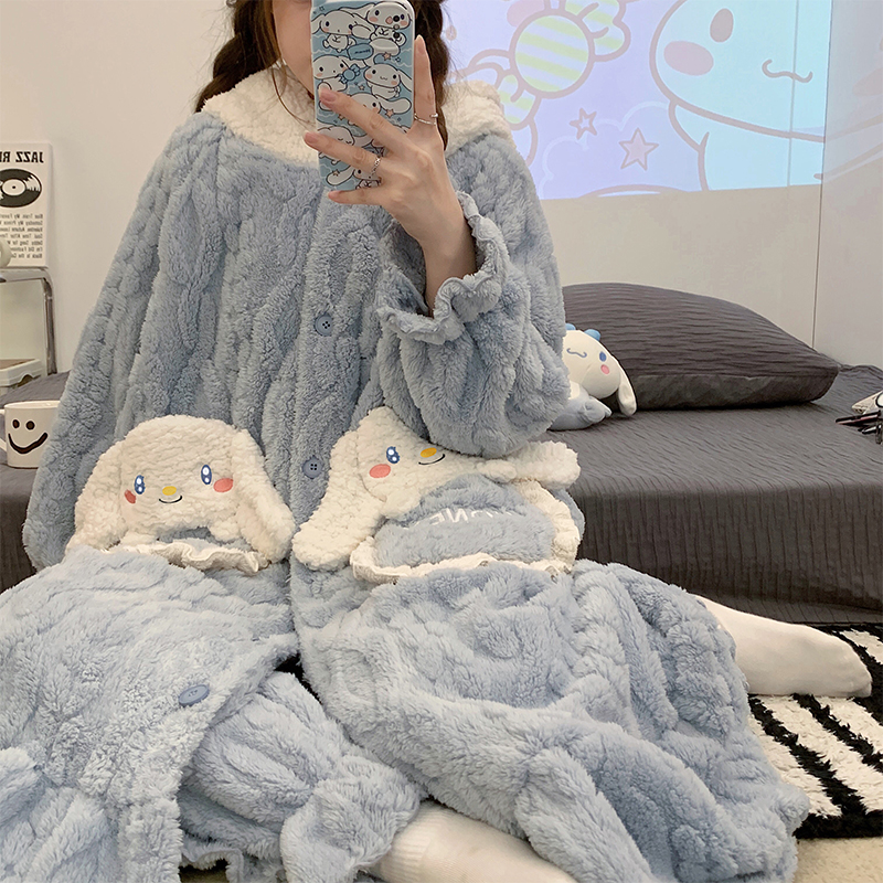 秋冬季法兰绒长款卡通甜美睡袍 奥美诗嘉睡衣/家居服套装