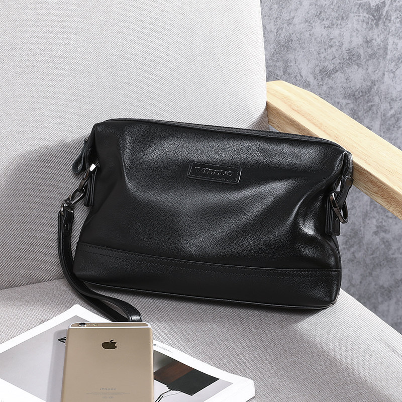 休闲牛皮男手包多功能小背包 wmnuo男士包袋