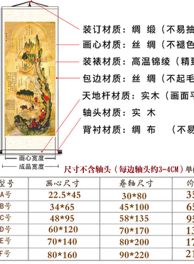 客厅黄帝内经丝绸卷轴挂画