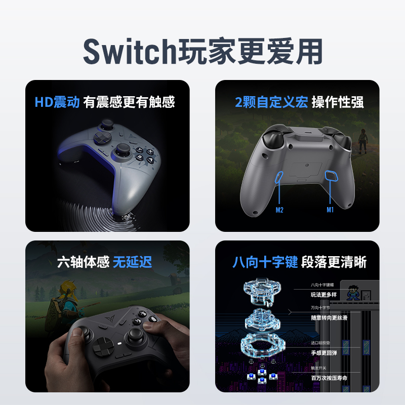 【新品首发】飞智冰原狼游戏手柄Switch版HD震动任天堂ns手柄 switchpro体感无线蓝牙双人成行塞尔达王国之泪 - 图2