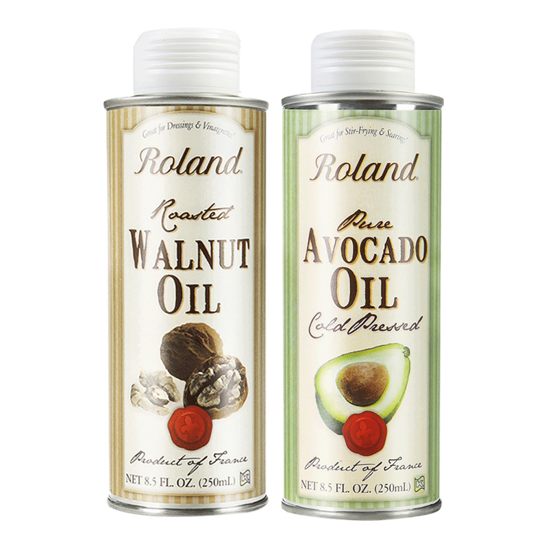 roland食品旗舰店法国罗朗德宝宝核桃油250ml+牛油果油组合 婴幼儿食用油DHA辅食油3