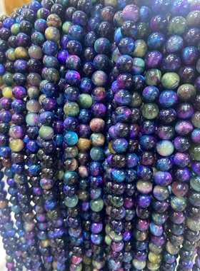 夢幻虎眼圆珠半成品串珠手工DIY设计隔珠水晶手串佛珠念珠佛珠