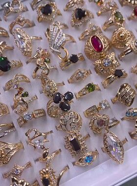 轻奢水钻彩锆石女士戒指环保色