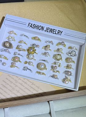 女锆石简约开口淡水珍珠戒指