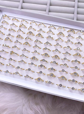 女铜锆石日韩开口戒指保色可调节