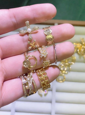 女真金电镀微镶锆石开口保色戒指