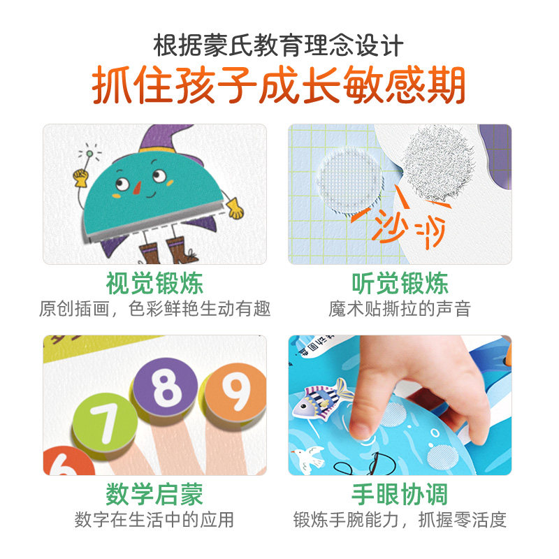 撕撕书益智启蒙早教书宝宝魔术贴 智酷堡手工创意粘贴类