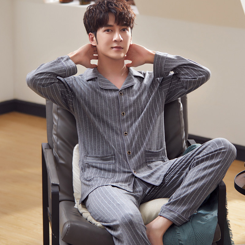 长袖纯棉春秋男士中年加大码睡衣 阔图睡衣/家居服套装