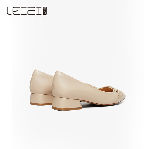 LEIZI蕾姿羊皮单鞋春季商务通勤环形扣优雅百搭女单鞋MD21111061 - 图3