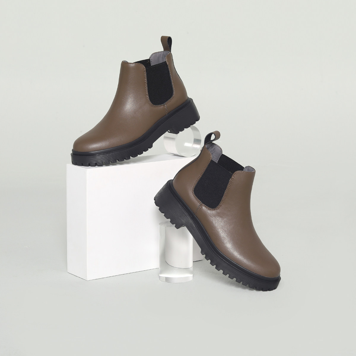 索菲娅齿轮切尔西时装靴低跟短靴女士秋冬新款烟筒靴黑色英伦靴子,淘宝优惠券,粉丝福利购,淘宝优惠卷