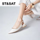 Saturday square heel rivet pointed toe mid-length sandals
