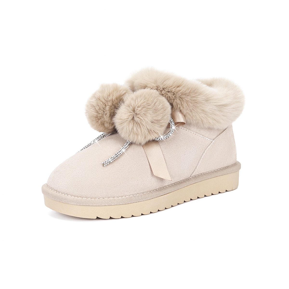 星期六毛球2021冬新保暖甜美雪地靴 SATURDAYMODE时尚雪地靴