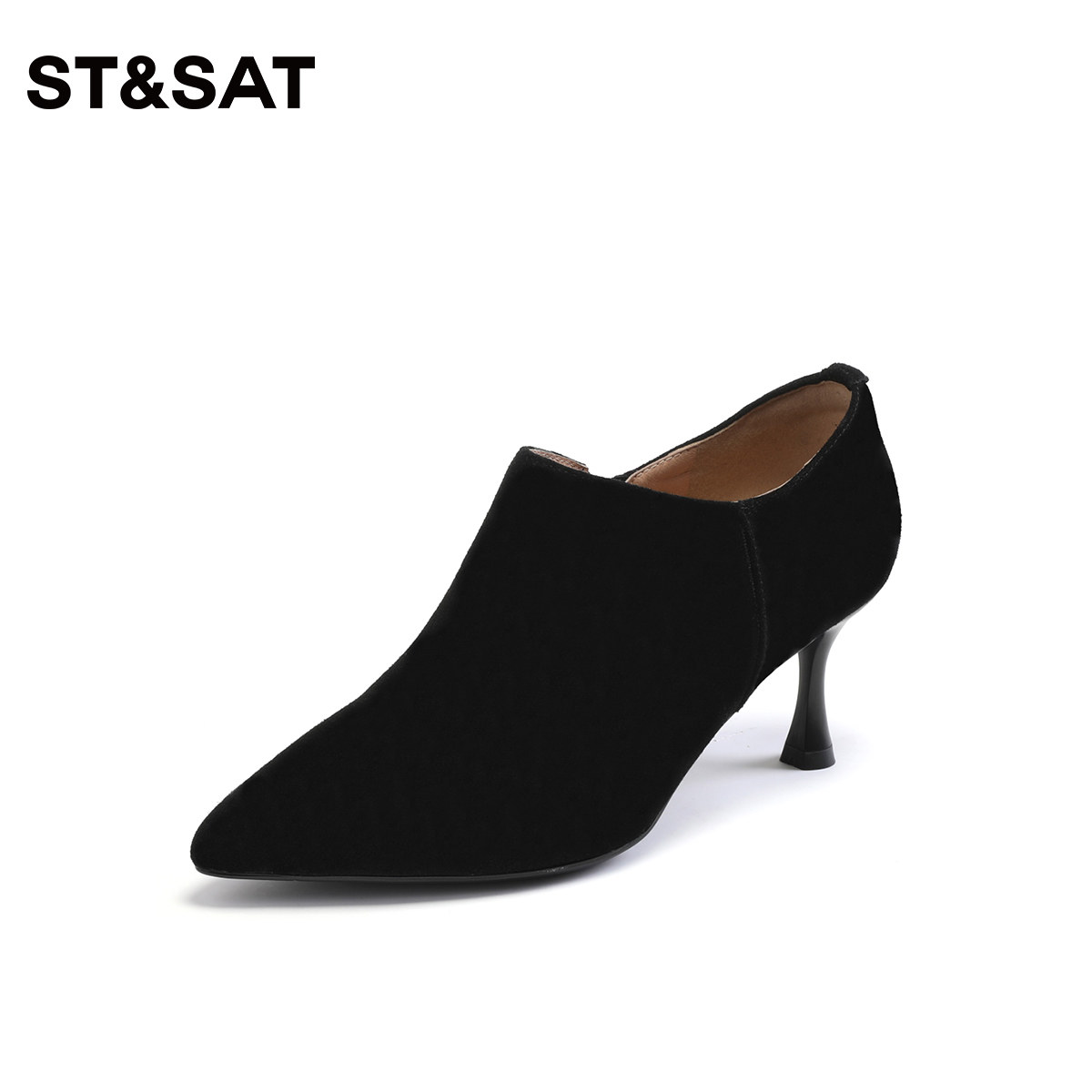 星期六优雅气质时装短靴春秋季新款职业深口单鞋细高跟尖头踝靴女,淘宝优惠券,粉丝福利购,淘宝优惠卷