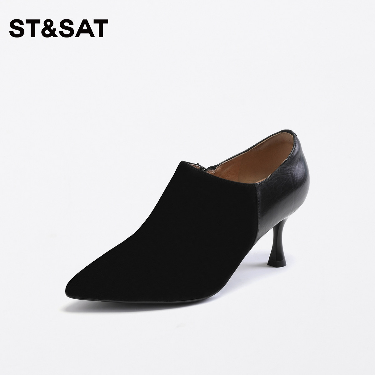 星期六优雅气质时装短靴春秋季新款职业深口单鞋细高跟尖头踝靴女,淘宝优惠券,粉丝福利购,淘宝优惠卷