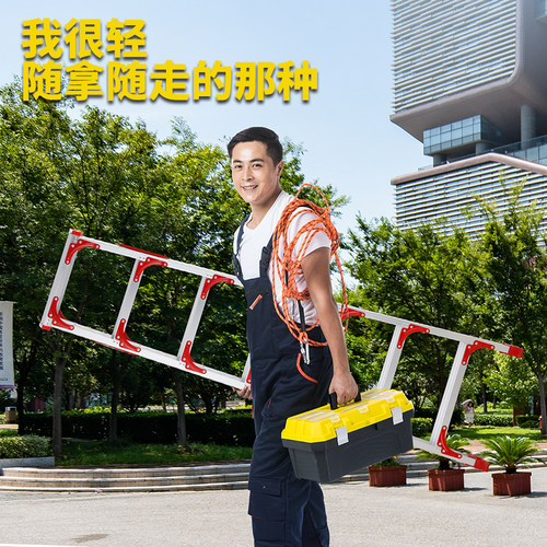 梯子人字梯楼梯铝合金加厚家用折叠室内多功能便携伸缩合梯叉梯-图3