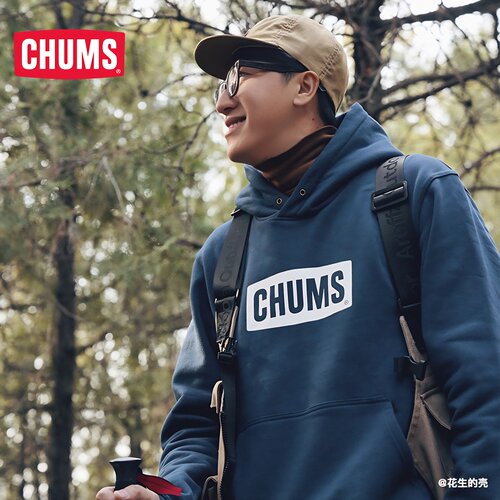 CHUMS洽洽鸟运动户外新品帽衫卫衣男女款拼接连帽卫衣CH00-1302 - 图0