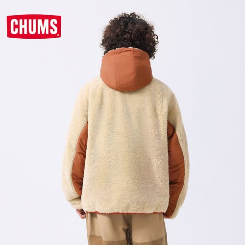 CHUMS洽洽鸟户外保暖抓绒外套男女同款连帽防风抓绒衣摇粒绒夹克 - 图2