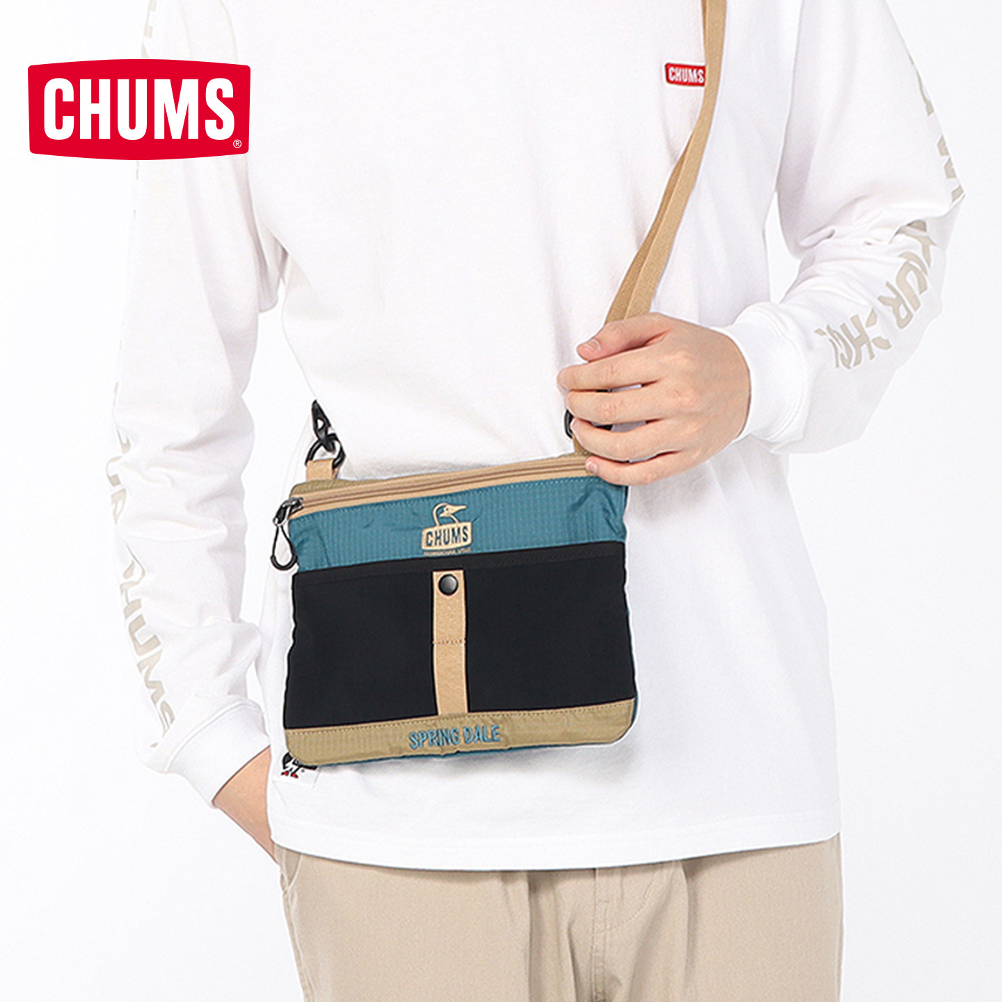 CHUMS Qiaqianiao color-blocked commuter crossbody shoulder bag