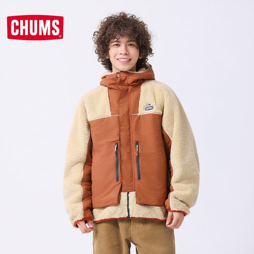 CHUMS洽洽鸟户外保暖抓绒外套男女同款连帽防风抓绒衣摇粒绒夹克 - 图1