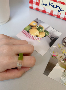 大发试验站 日系亚克力戒指甜美清新夏日少女感设计指环撞色指圈