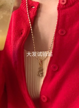 大发试验站ins博主同款法式复古金色字母吊坠项链时髦百搭锁骨链