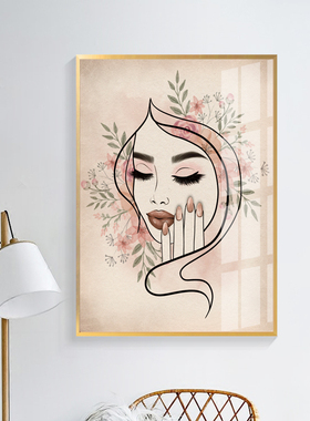 美容院装饰画化妆品店背景墙画