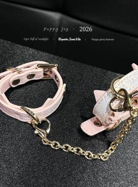 手链 PuppyJoy独家「小猫手铐」双层鳄鱼纹牛皮手环高级手工定制
