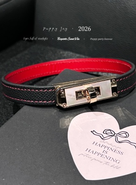 PuppyJoy日常「kelly」黑色牛皮项圈中性风百搭款高级手工定制