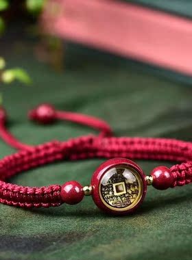 天然原矿朱砂 紫砂山鬼成人手链 纯手工编织 精工细作 做工精美