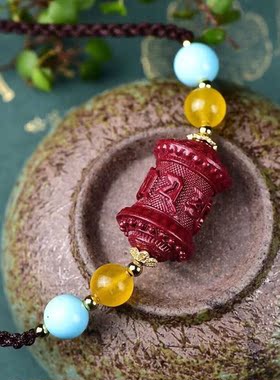 天然原矿朱砂 紫金砂六字锁骨链 纯手工制作 精工细作