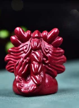 天然原矿朱砂 紫金砂福龙摆件 纯手工雕刻 精工细作 做工精美