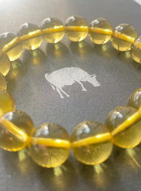 晶韵 首饰 天然黄晶黄色东海黄水晶体手链 黄水晶手串 招财单圈石