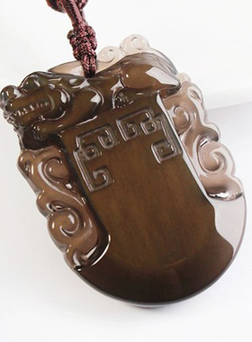 冰彩斧头貔貅黑曜石男女款吊坠